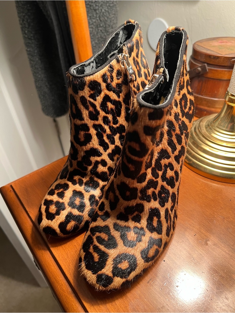 Sam Edelman Leopard Print Ankle Boots - Brown and Black